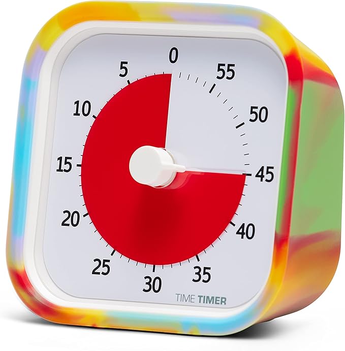 Time Timer MOD Tie Dye ⁠— Special Edition ⁠⁠— Visual Timer for Kids Classroom Learning, Elementary Teachers Desk Clock, Homeschool Study Tool and Office Meetings with Silent Operation (Tie Dye)