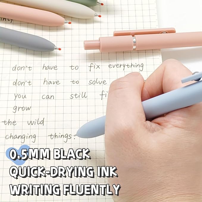 Gel Pens, 5 Pcs 0.5mm Black Ink Pens Fine Point Smooth Writing Pens, High-End Series Pens for Journaling Note Taking, Cute Office School Supplies Gifts for Women Men (Morandi)