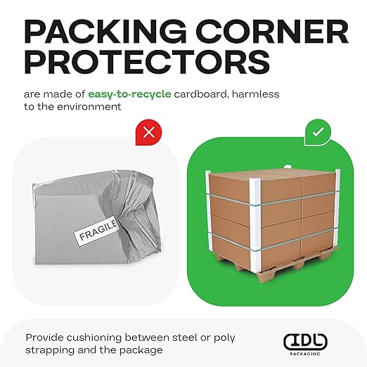 IDL Packaging 2” x 2” x 18” Cardboard Edge Protector (Pack of 200) - Corner Protectors for Shipping, Storage, & Moving – Reinforced Corner Guard Protection for Pallets, Wall Corners, & Furniture