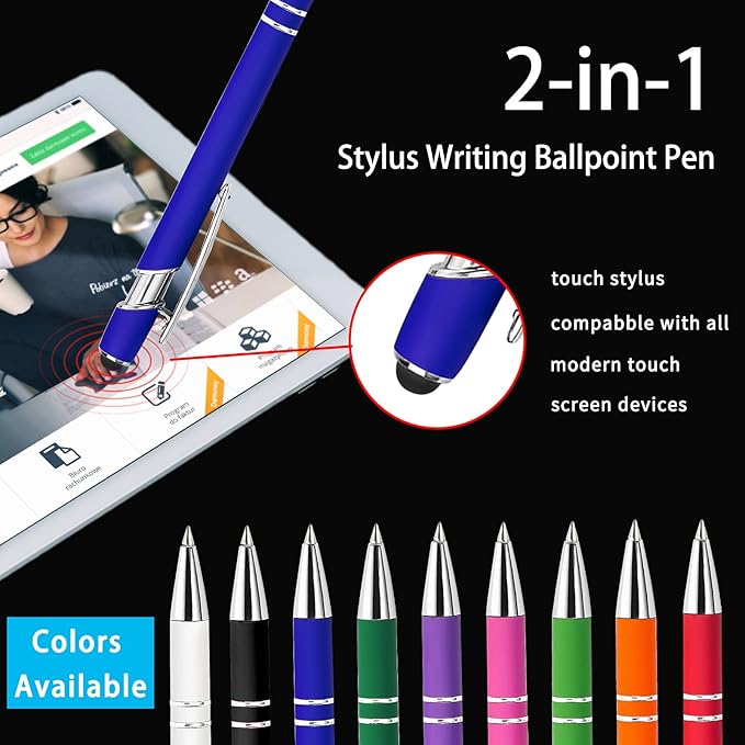 Max 500 Pcs Personalized Pens Bulk, Custom Pens with Free Engraving, Customized Stylus Tip Ballpoint Pen with Your Name Massage Text for School Office Business Graduation Anniversaries-150 Packs