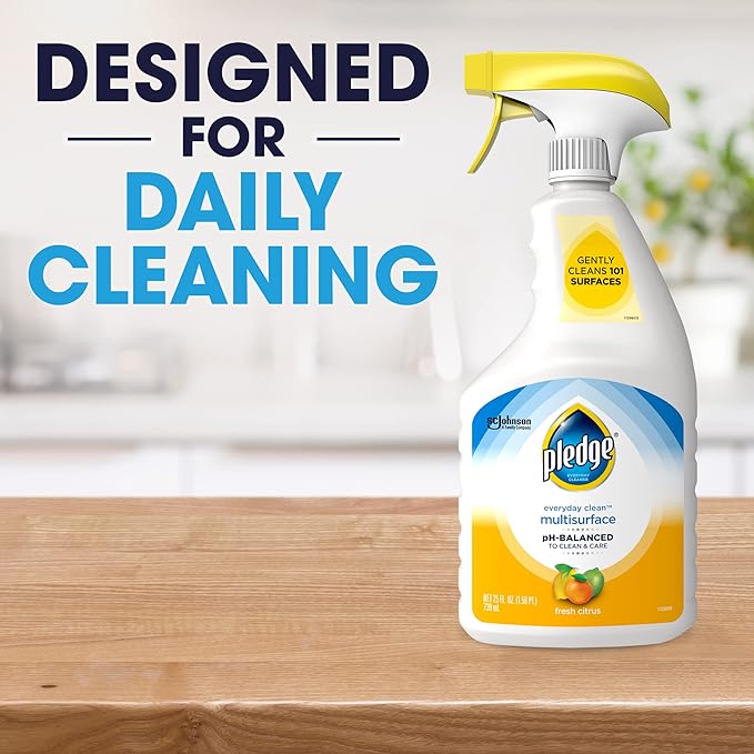Pledge pH-Balanced Multisurface Cleaner Spray for Everyday Care, Fresh Citrus Scent, 25oz