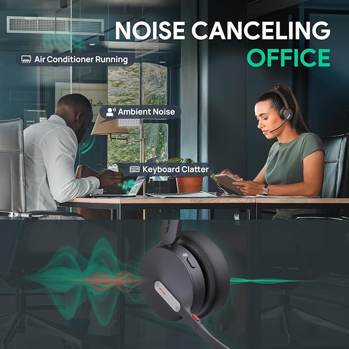 Yealink BH70 Teams Wireless Headset with Mic, Bluetooth Headsets for Work, Long Battery Life of 35h Talking, 91g Lightweight for All-Day Wearing, with 3 Noise Cancelling Microphone for Clear Calls