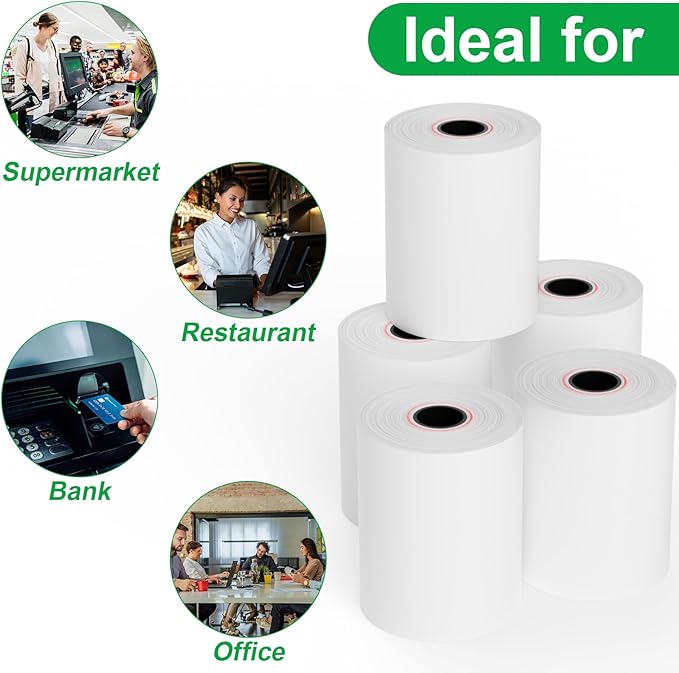 2 1/4 x 85 Thermal Paper Rolls, 5 Rolls 2.25 x 85 ft Credit Card Receipt Paper, Premium Thermal Receipt Paper Fits All POS Cash Registers, Credit Card Terminal (2 1/4" x 85' Reciept Paper 5 Rolls)