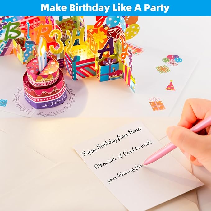 Gumry 32ND Musical Birthday PopUp Card, Blowable Colorful Light Candle 3D Cards with Song, Applause Cheers Sound, Greeting Cards Birthday Gifts Decorations for Women Men Turning 32 Years Old
