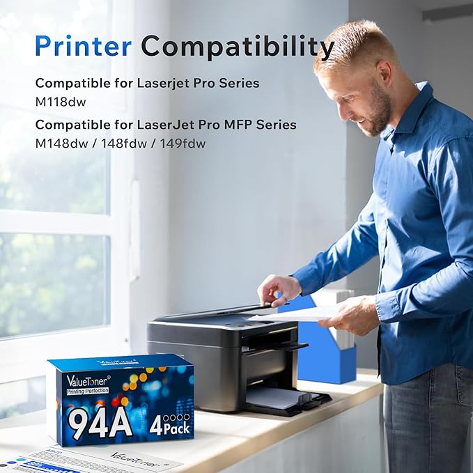 Valuetoner Compatible Toner Cartridge Replacement for HP 94A CF294A for Laserjet Pro MFP M118dw,M148dw, M148fdw, Laserjet M148, M118 Printer (Black, 4-Pack)