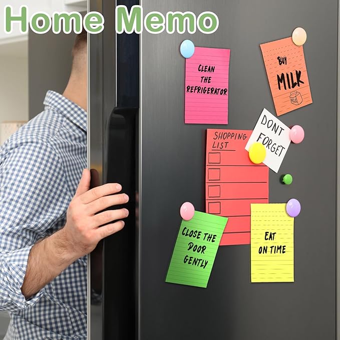 24 Pack Lined Sticky Notes 4 x 6 Inch Colorful Sticky Note Pads with Lines Bright Ruled Self Sticky Notes Memo Pad for Office Home Supplies, 50 Sheets per Pad, 1200 Sheets, 8 Colors