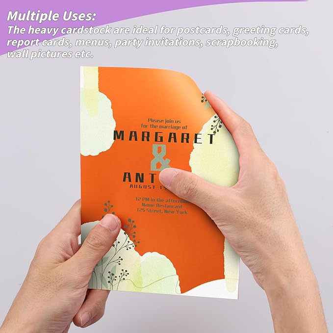 5" x 7" Cardstock, 200 Pack/20 Assorted Colors Colorful Thick Paper Cardstock Blank Colored Cards Stock for Invitations, Greeting Cards Making, Postcards, Photos, 250GSM Thick Paper Colorful