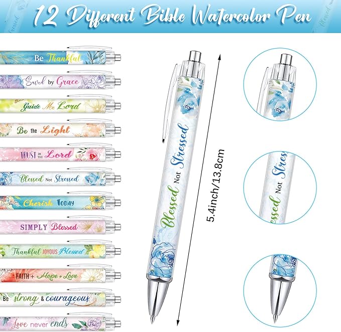 Colarr 24 Pcs Christian Bulk Gifts for Women Men Bible Verse Pens and Notebooks Religious Easter Gifts Scripture Ballpoint Pens Journals Sunday School Church Inspirational Study Supplies(Flower)