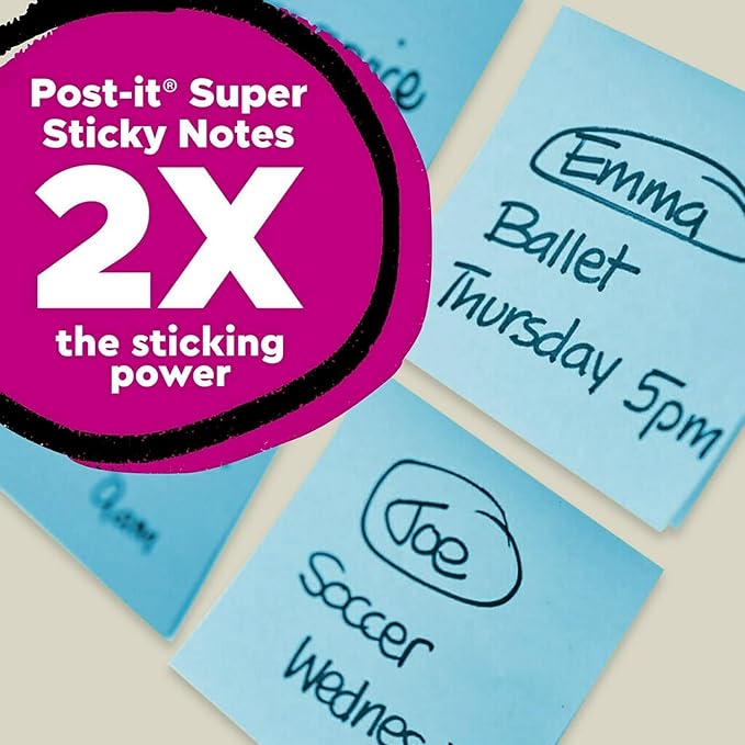Post-it 100% Recycled Paper Super Sticky Notes, Lined, 4 in. x 6 in., 4 Pads, 45 Sheets per Pad, Oasis Collection, School Supplies and Office Products