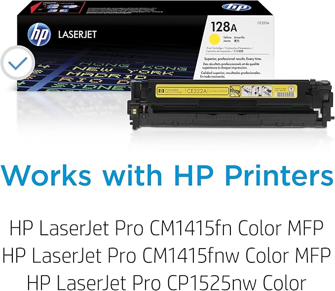 HP 128A Yellow Toner Cartridge | Works with HP LaserJet Pro CM1415 Color, CP1525 Color Series | CE322A