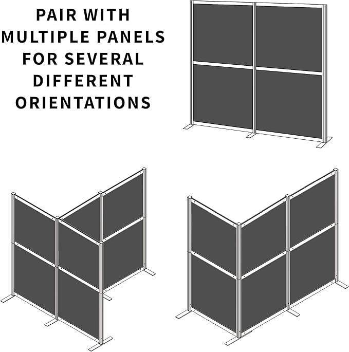 VIVO T-Shape Modular Corner Wall System, 4 Panels, Modern Professional Office Cubicle Dividers, Freestanding Privacy Screen, 66 inches High, Dark Gray, PP-MWS63D-T