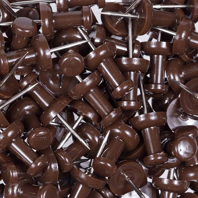 JAM PAPER Colorful Push Pins - Chocolate Brown Pushpins - 100/Pack