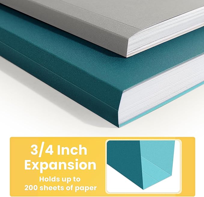 SUNEE File Folders Letter Size Vintage Colors, 100 Pack Manilla Folders 8.5 x 11 1/3-Cut Tabs, Colored File Folders Office Home School for Documents Files Paper