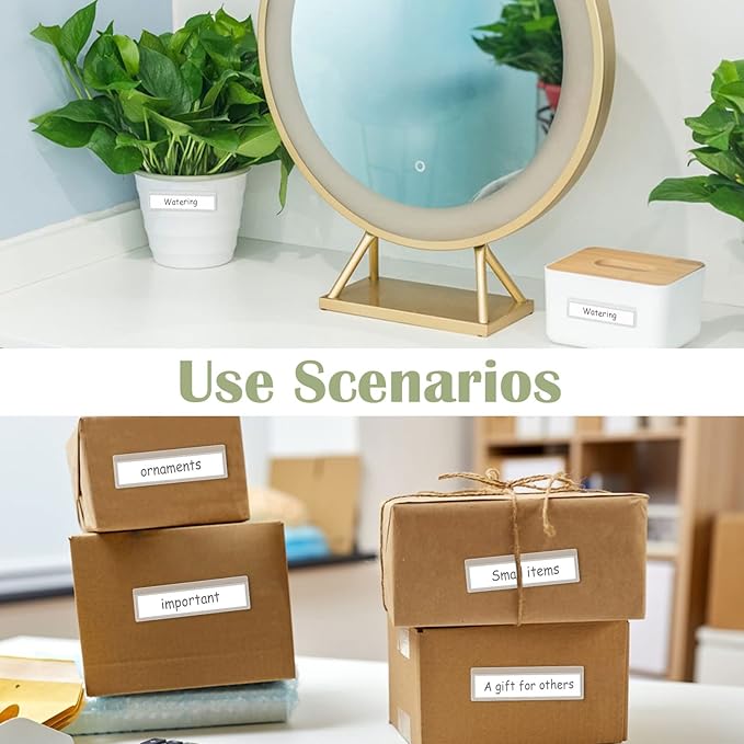 60 Pack 1.2" x 4.3" Self Adhesive Label Holders with 60Pcs Paper Label Inserts, Shelf Tag Label Holder Clear Pockets for Bookshelf Mailbox Shelves Storage Bins