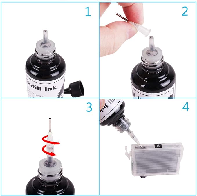 Yellow Regular Refilled Ink for T254 T252XL120-BCS T252XL220 T252XL320 T252XL420 Workforce WF-7710 WF-7720 WF-7210 WF-3630 WF-7620 WF-7610 WF-3640 WF-3620 for Refillable Cartridges or CISS