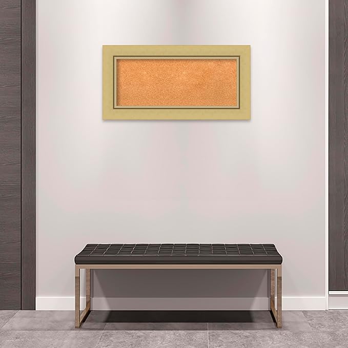 Amanti Art Natural Cork Board for Wall, 18x36 Vision Board with Gold Frame, Medium Corkboard Office Decor for Home Organization, Casual Corkboard Pinboard to Display Items for Home Organization in
