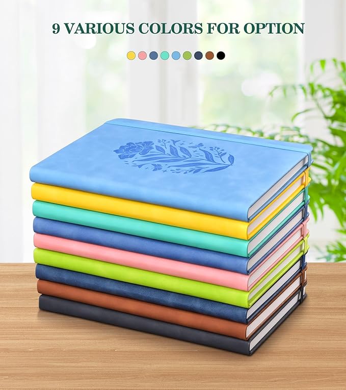 Lined Journal Notebook for Women, Hardcover Leather Journaling Notebooks 8.5" x 11", A4 200 Pages Big Journals for Writing, College Ruled Notebook for Work School, Note Taking, Business Diary Green
