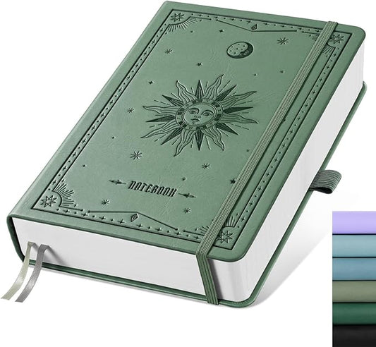 EMSHOI Graph Paper Notebook - 320 Pages, A5 Hardcover Leather, 100gsm Thick Paper, Square Grid Notebook for Women Men Work School Math Writing, Graphing, Engineering, 5.75 x 8.38, Green