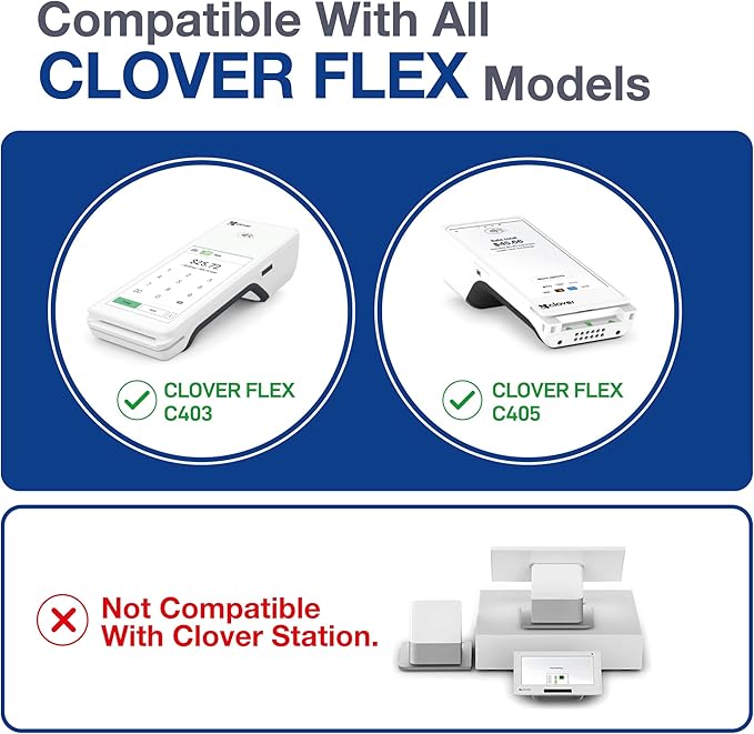 Clover Flex Receipt Paper - 50 Thermal Paper Rolls - 2 1/4'’ x 50’ - BPA Free - 55 GSM - Cash Register Receipt Paper for Clover Flex C401, C403, C405 and C406 POS Machines