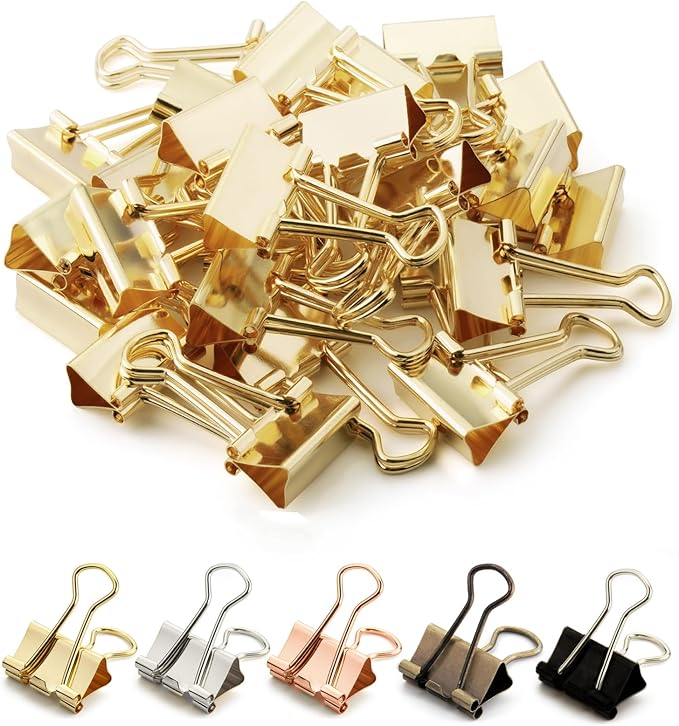 Mr. Pen- Gold Mini Binder Clips - 50 Pack, 0.75 in, Small Size, Paper Clips for Office