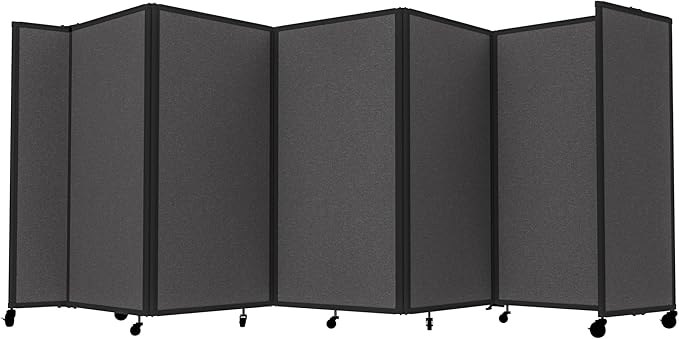 Versare Room Divider 360 Portable Wall Partition | Folding Panels | Large Freestanding Divider | Locking Wheels | Temporary Room Separator