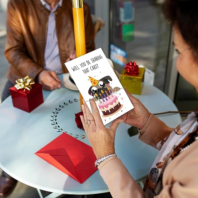 Dog Funny Birthday Card, Cute Birthday Card for Bog Dad Mom, Will You Be Sharing That Cake Card