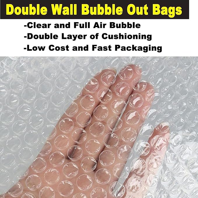 200Pcs Clear Bubble Out Bags, 15x20 CM Bubble Pouches Bags for Shipping, Double Wall Cushioning Wrap Bags for Moving Packaging Storage Fragile China Dishes Electronic Item