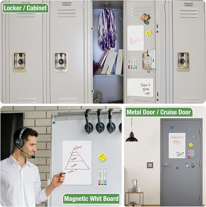 Magnetic Dry Erase Board: Large Fridge Whiteboard, Flexible Refrigerator Magnet White Board, Blank Writing Note Sheet with Kitchen Conversion Chart Magnet, 4 Markers & Eraser - 23 x 15