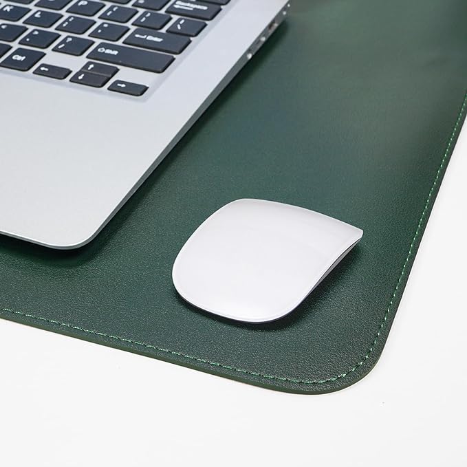 Leather Desk pad Protector, Large Desk mat with Natural Cork & PU Leather,Mouse pad,Non-Slip Office Desk Mat,Waterproof Desk Writing Pad for Office and Home (47in*23in, Dark Green)