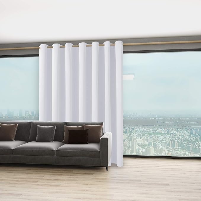 BONZER Room Divider Curtain Screen Partitions Total Privacy Wall Wide Blackout Curtains for Shared Room, 96L x 108W Inch (8L x 9W ft), 1 Panel, Greyish White
