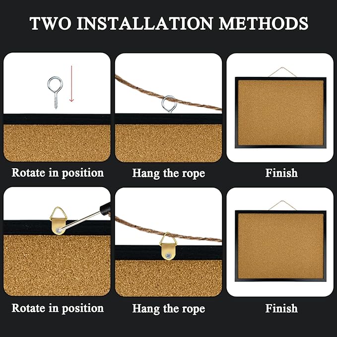 Cork Bulletin Board, 17.7X 13.3 Inches with Oak Wood Finish Frame, Wall Mounted for Office Home and School(Pins, Eye Bolts, gaskets, Screws)