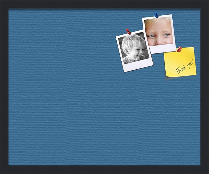 PinPix 22x18 Inch Cork Bulletin Board. This Decorative Framed Pin Board Comes with Navy Pastel Design and a Satin Black Frame. Ideal for Home Office Decor or Message Board (PinPix-1811)