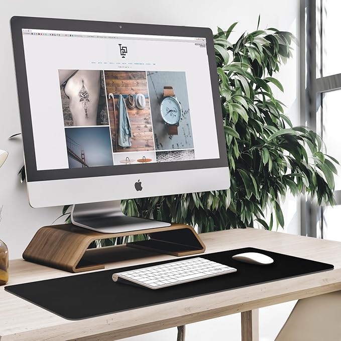 Large Mouse Pad, Desk Pad Large Office Deskmat Gaming Mouse Pad with Stitched Edges, 31.5" x 15.7" Mousepad with Non-Slip Waterproof Rubber Base for PC Laptop Desk Home Office Accessories, Black