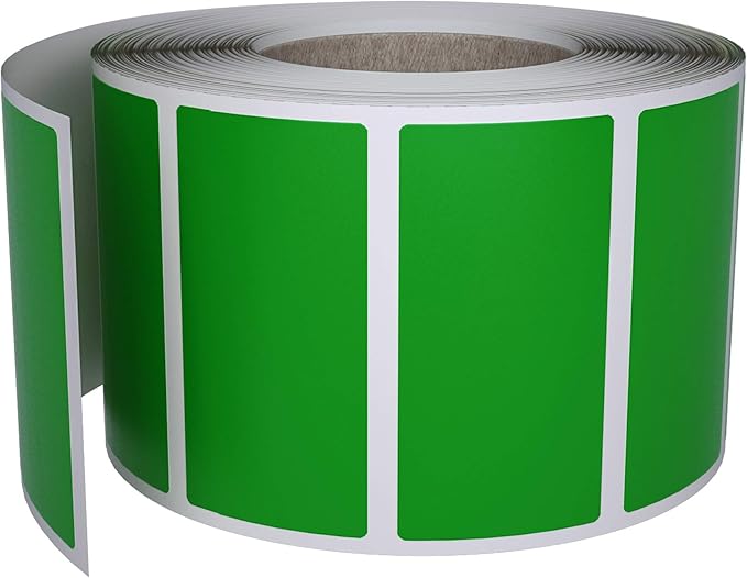 Royal Green Rectangular Color Coding Sticker Roll - Write On Labels for Folders, Organizing & More, 1.57" x 0.75" Stickers to Write On Name Tags for Office Supplies & Organization, 500-Pack (Green).
