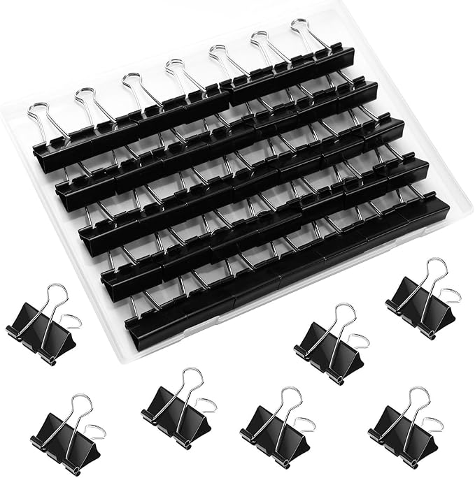 SANNIX 36 PCS Medium Binder Clips, 1-1/4 inch 32mm Binder Clips Black Paper Clamps Medium Size for Office Home School