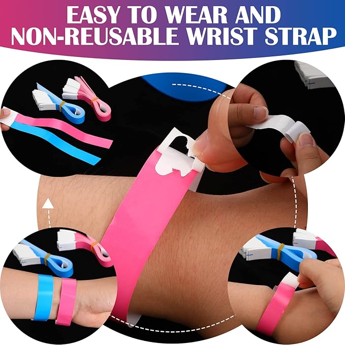 Epakh 600 Pcs Paper Wristbands Neon Wrist Bands Waterproof Handbands for Events Lightweight Concert Wristbands Neon Colored Adhesive Wrist Band for Party