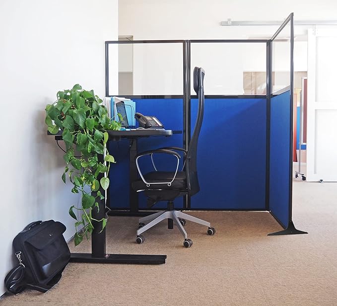 Versare Workstation Partition | Portable Wall Divider | Modern Office Cubicle | Free Standing Privacy Screen | Flexible Work Space | 99" x 70" W/Window, Cloud Gray Fabric Panels