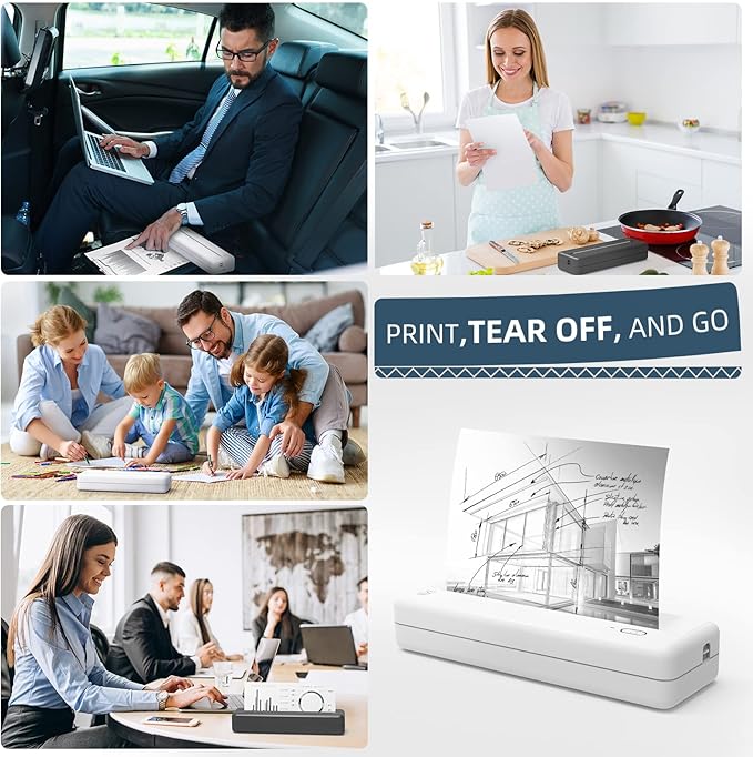 HPRT Wireless Portable Printer - Bluetooth Thermal Printer for Travel, Mobile Office, School, Home Compatible with iOS Android