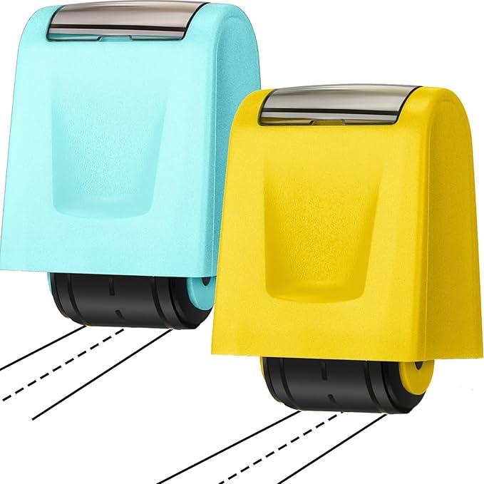 Sherr 2 Handwriting Line Stamp Roller Dashed Handwriting Lines Practice Roller Stamp for Kids, Teachers Kindergarten Education Classroom back to school Need(2.72 x 2.44 x 1.54 Inch,Light Blue, Yellow)