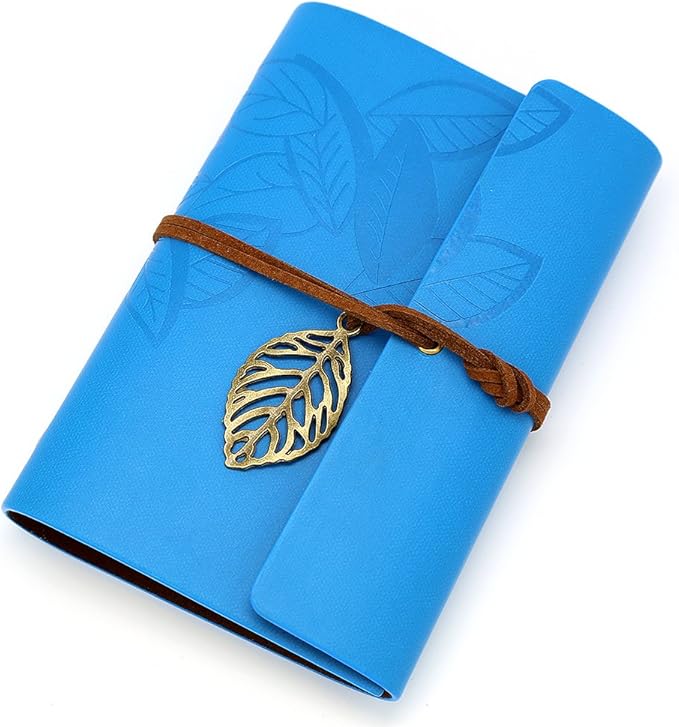 EvZ Vintage Blue PU Leather Cover Loose Leaf Blank Notebook Journal Diary Gift