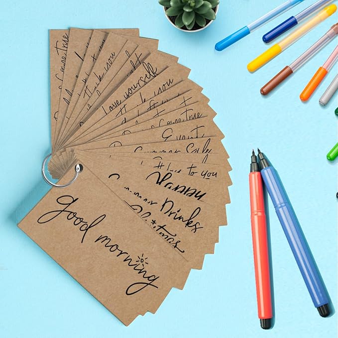 Brown Craft Cardstock 4x6 Blank Cards，Goefun 100 Pack 80lb Unruled Index Cards for Invitations, Business, Greetings, DIY