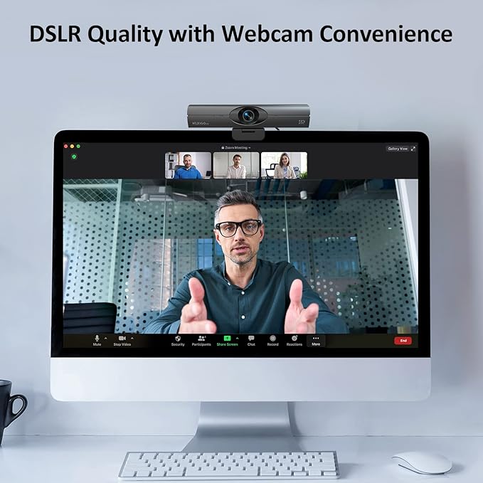 NexiGo Iris, 4K AI Webcam with 1/1.8" Sensor, Onboard Flash Memory, HDR, PiP, DSLR-Style Control, Auto Framing/Tracking with Flexible FOV, Noise-Canceling Mics, for Zoom/Teams/OBS and More (Renewed)