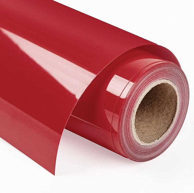 VINYL FROG Heat Transfer Vinyl Roll HTV Vinyl - 12"x12ft Red Iron on Vinyl for T-Shirts, Heat Press Vinyl for DIY Craft Designs (Red)