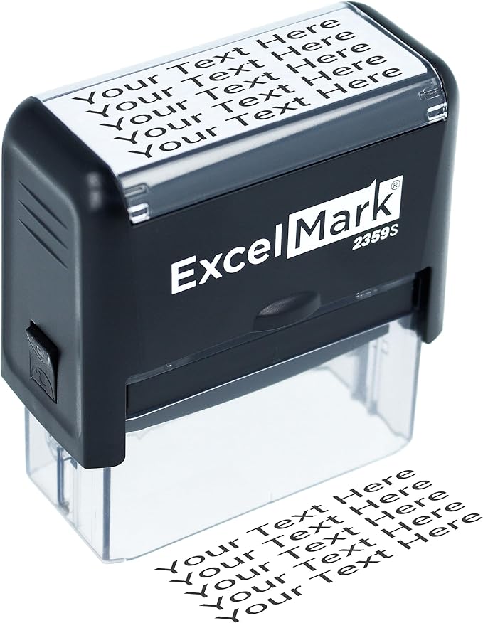ExcelMark Custom Rubber Stamp – Clean & Easy Stamping – Personalized Self-Inking Stamp (Large)