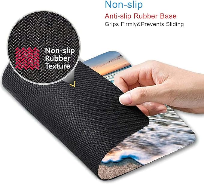 Beach Sunset Mouse Pad,Cute Mouse pad,Custom Small Mouse Pads with Designs,Portable Office Non-Slip Rubber Base Wireless Mouse Pad for Laptop