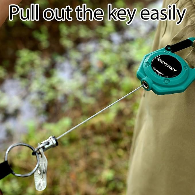 Retractable Keychain Heavy Duty, Multitool Carabiner Badge Holder, Retractable Keychain Clip Id Holder, Tactical ID Badge Reel with 29.5" Steel Retractable Cord, Yellow