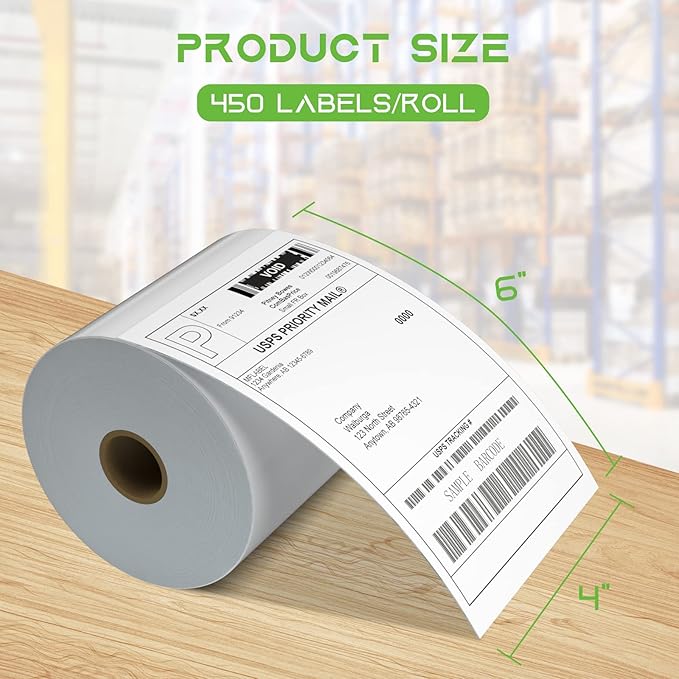MFLABEL 32 Rolls of 450 Counts, 4x6 Shipping Labels, Mailing Postage Labels for Zebra 2844 ZP-450 ZP-500 ZP-505
