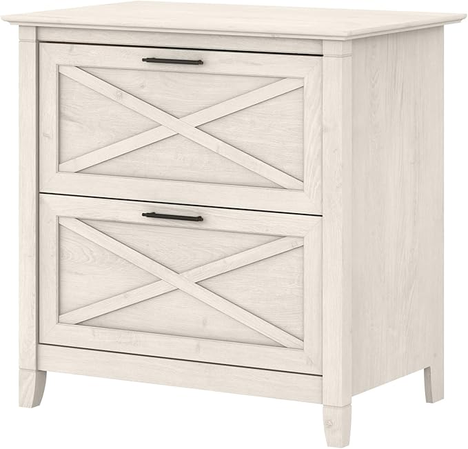 Bush Furniture Key West 2 Drawer Lateral File Cabinet in Linen White Oak | Document Storage for Home Office | Accent Chest with Drawers
