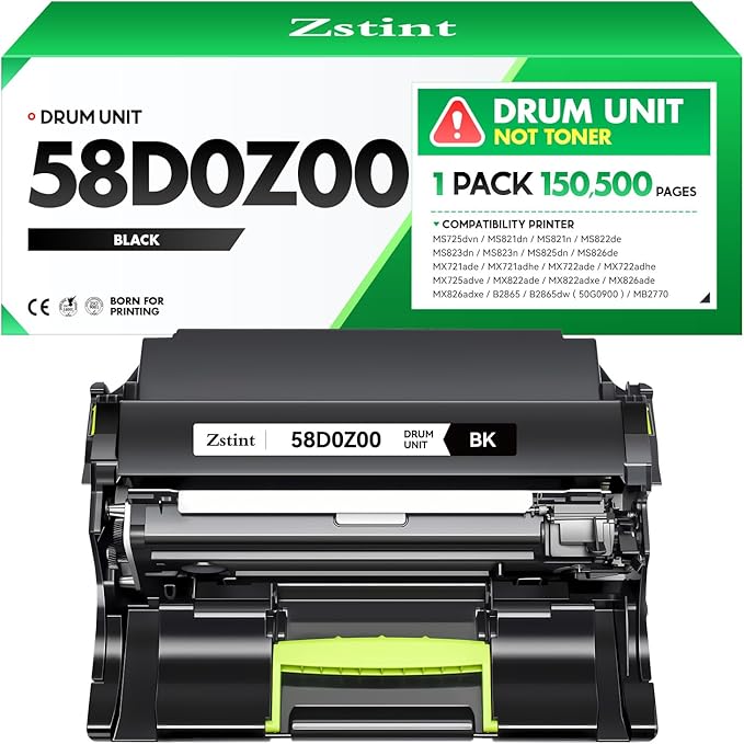 58D0Z00 Imaging Unit (Not Toner) Replacement for Lexmark 58D0Z00 Drum Unit Compatible with Lexmark MS725 MS821 MS822 MS824 MS823 MS825 MS826 MX721 MX722 MX725 MX822 MX824 MX826 B2865dw Laser Printer