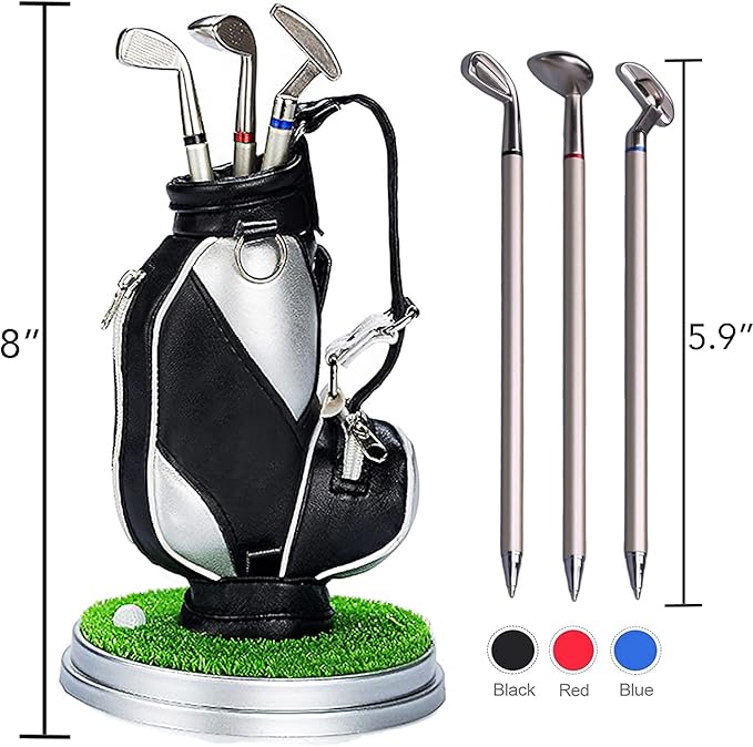 Jishi Golf Gifts for Men Golf Pen Holder Stocking Stuffers for Adults Men Golfers, Funny White Elephant Gifts for Adults Useful Unique Office Supplies Desk Accessories Decor Gadgets for Boss Dad Women
